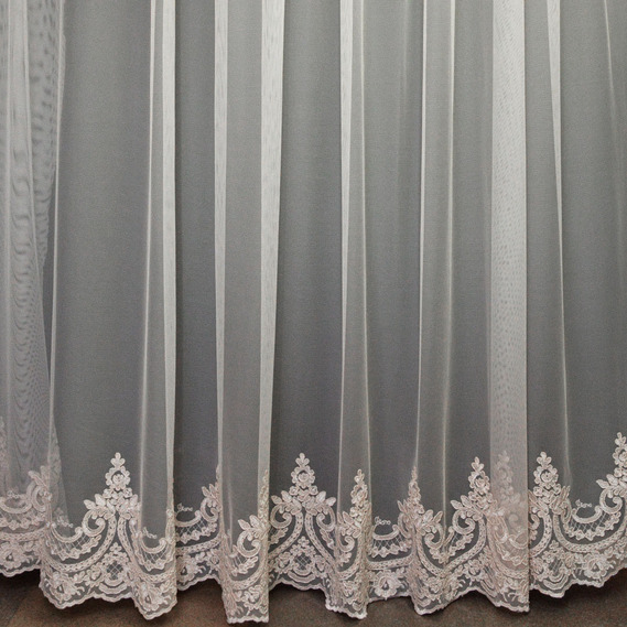 Тюль фатин с вишивкой Катерина V-803 пудра, фото 1 Тюль фатин с вишивкой Катерина V-803 пудра, фото 1