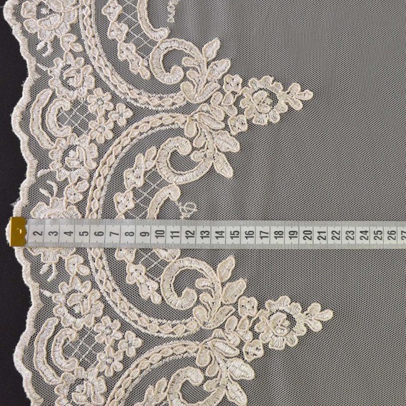 Тюль фатин с вишивкой Катерина V-803 пудра, фото 3 Тюль фатин с вишивкой Катерина V-803 пудра, фото 3