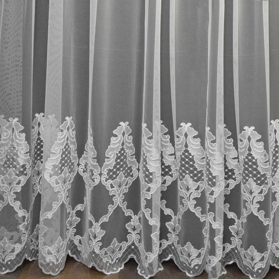 Тюль фатин з вишивкою Марлен біла, фото 1 Тюль фатин з вишивкою Марлен біла, фото 1