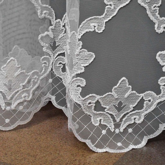 Тюль фатин з вишивкою Марлен біла, фото 2 Тюль фатин з вишивкою Марлен біла, фото 2