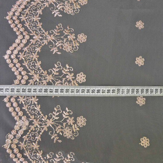 Тюль сетка с вышивкой Марфа V-03 пудра, фото 4 Тюль сетка с вышивкой Марфа V-03 пудра, фото 4