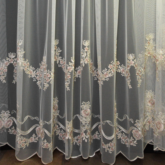 Тюль фатин с вышивкой Доменика V-2, фото 1 Тюль фатин с вышивкой Доменика V-2, фото 1