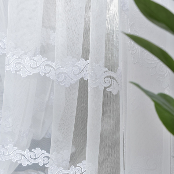 Тюль фатин с вышивкой Ксена біла, фото 1