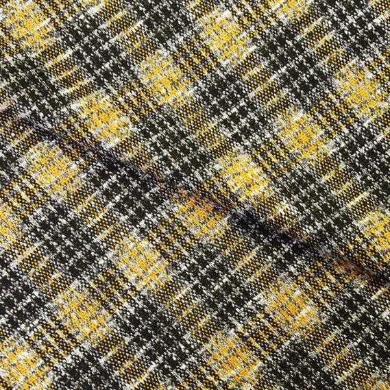 Трикотаж жаккард Леонсия V-5/2 чорний/гірчиця, фото 1