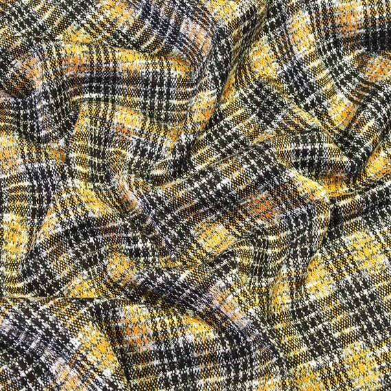 Трикотаж жаккард Леонсия V-5/2 чорний/гірчиця, фото 2