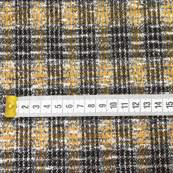 Трикотаж жаккард Леонсия V-5/2 чорний/гірчиця, фото 3