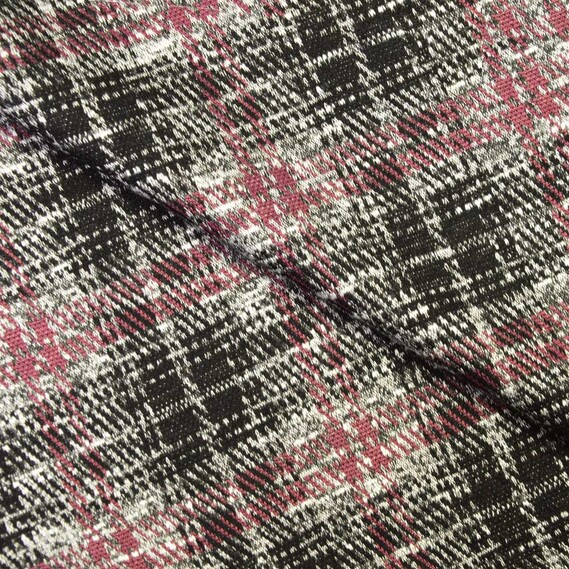 Трикотаж жаккард Леонсия V-6/1 чорний/бордо, фото 1