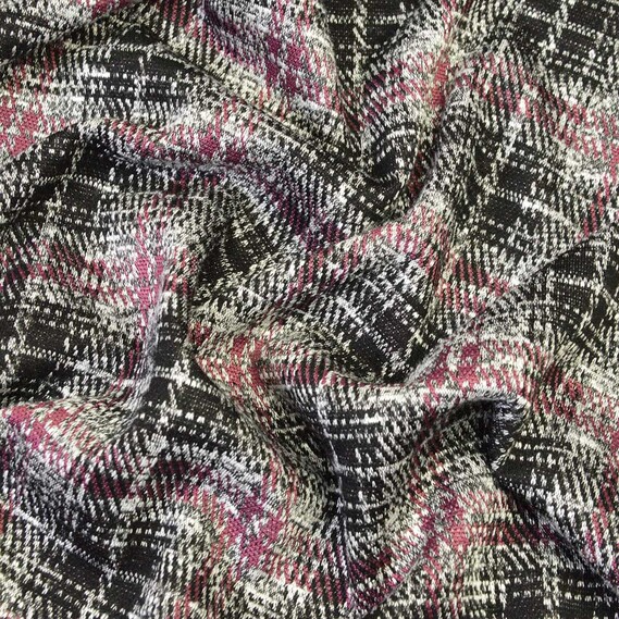 Трикотаж жаккард Леонсия V-6/1 чорний/бордо, фото 2