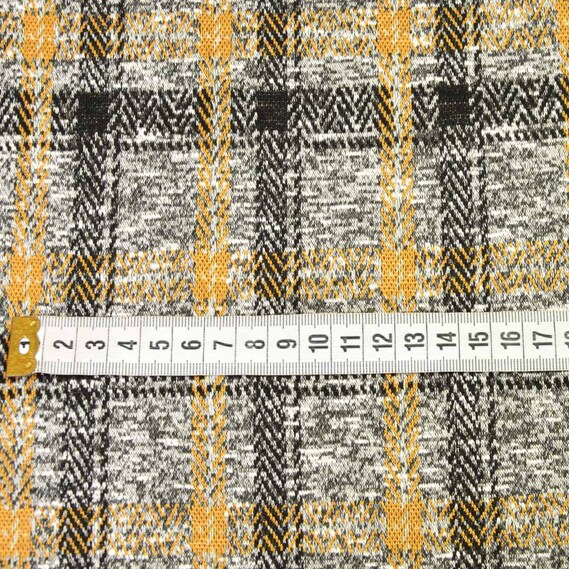 Jacquard knitwear Leoncia V-6/2 чорний/гірчиця/сірий, фото 3