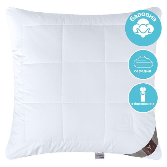 Подушка Air Dream Premium 70х70 см IDEIA два чехла на молнии, антиаллергенная, хлопок, натруальный чехол біла, фото 1