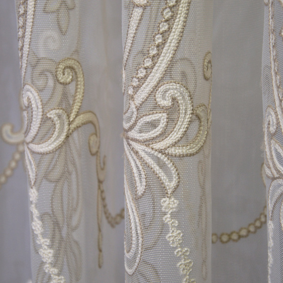 Тюль марлевка с вышивкой Инга V-02 візон, фото 3 Тюль марлевка с вышивкой Инга V-02 візон, фото 3