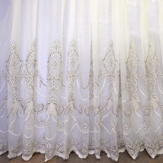 Тюль марлевка с вышивкой Инга V-08 кава, фото 1 Тюль марлевка с вышивкой Инга V-08 кава, фото 1