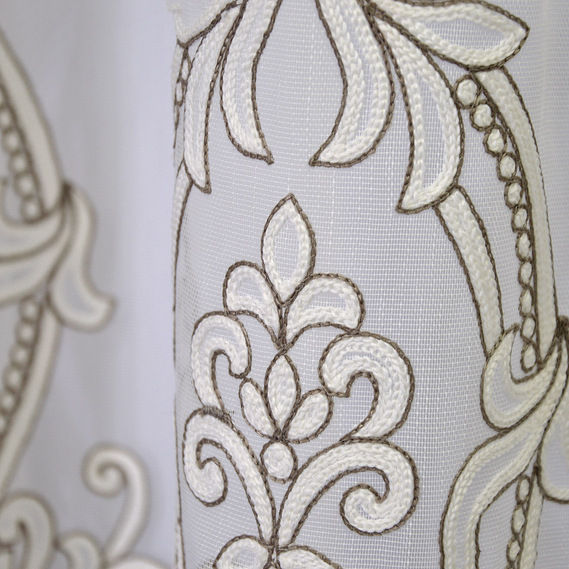 Тюль марлевка с вышивкой Инга V-08 кава, фото 3 Тюль марлевка с вышивкой Инга V-08 кава, фото 3