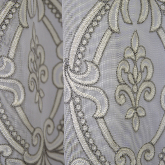 Тюль марлевка з вишивкою Інга V-04 сіра, фото 3 Тюль марлевка з вишивкою Інга V-04 сіра, фото 3