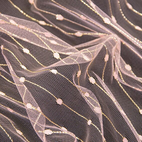 Тканина сітка Візерунок  ланцюжок персик, фото 1