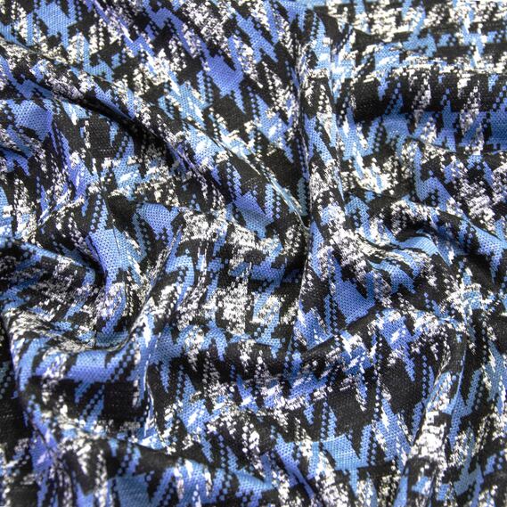 Трикотаж жаккард Леонсия лапка денім/чорний, фото 2