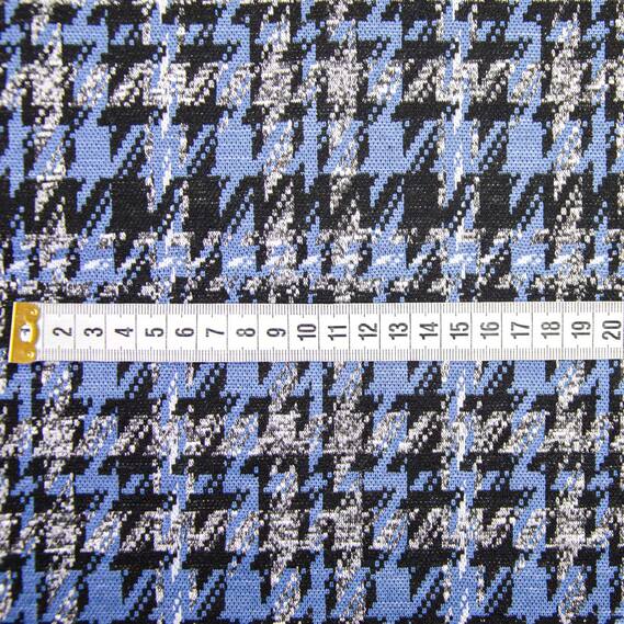 Трикотаж жаккард Леонсия лапка денім/чорний, фото 3