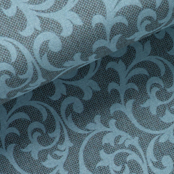 Тканина портьєрна жакардова Gate 01 вензель V-C4301 бірюза, фото 3