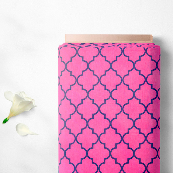 Тканина бязь ранфорс для постільної білизни 2,4 м V-G1640/19 кахель малина, фото 2