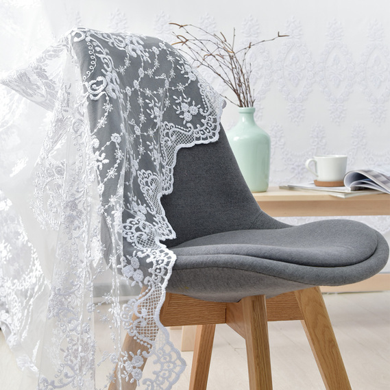 Тюль сітка з вишивкою Акація V-01 біла, фото 3 Тюль сітка з вишивкою Акація V-01 біла, фото 3