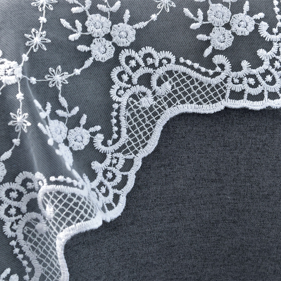 Тюль сітка з вишивкою Акація V-01 біла, фото 4 Тюль сітка з вишивкою Акація V-01 біла, фото 4