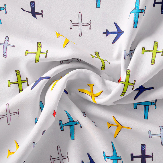 Тканина бязь ранфорс для постільної білизни 2,4 м V-10.23734/5 літачок, фото 1