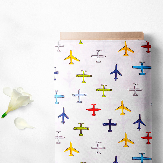 Тканина бязь ранфорс для постільної білизни 2,4 м V-10.23734/5 літачок, фото 2