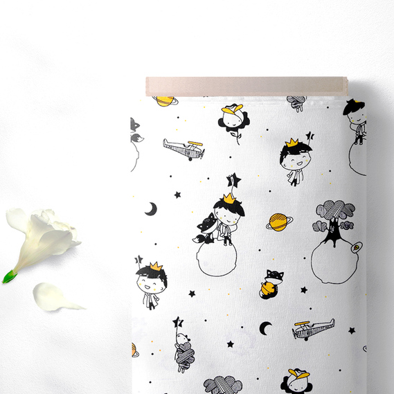 Тканина бязь ранфорс для постільної білизни 2,4 м V-6.23230/22 маленький принц, фото 2