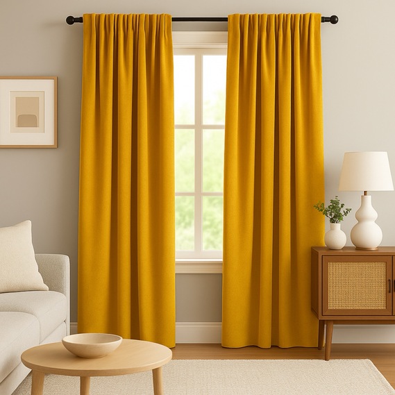 Fabric curtain monophonic Fonluk Canvas V-344 жовтий, фото 5