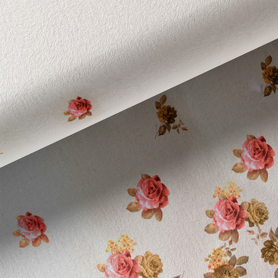 Тканина портьєрна атлас з малюнком Троянда купон V-01B, фото 3