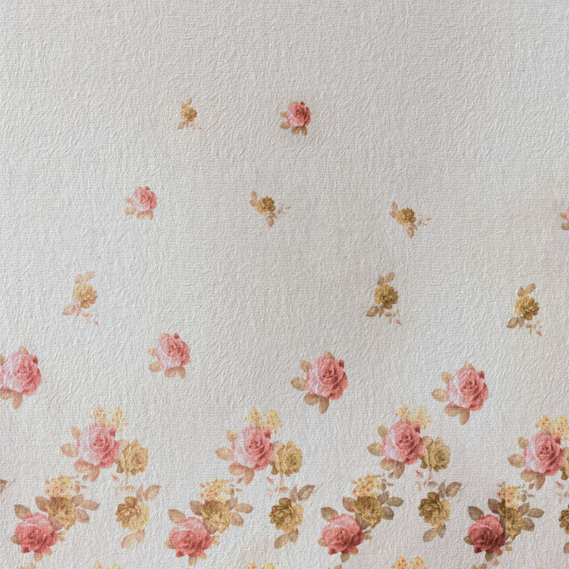 Тканина портьєрна атлас з малюнком Троянда купон V-01B, фото 4