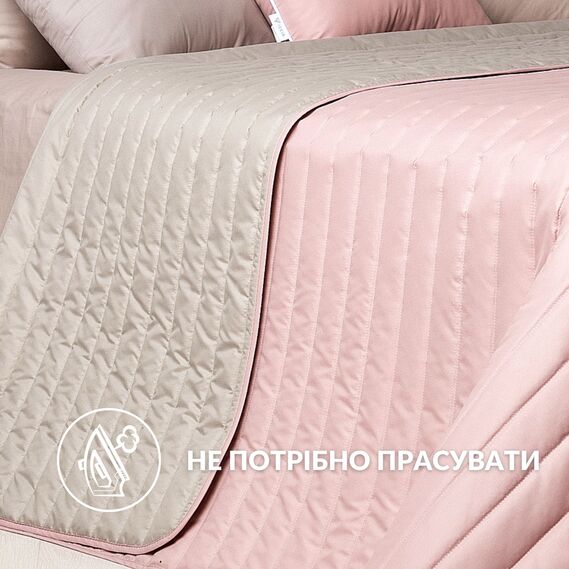 Покривало на ліжко 240х260 см Люкс IDEIA двосторонне, міцна стібка тканини, антиалергенне волокно пудра/св.сірий, фото 5