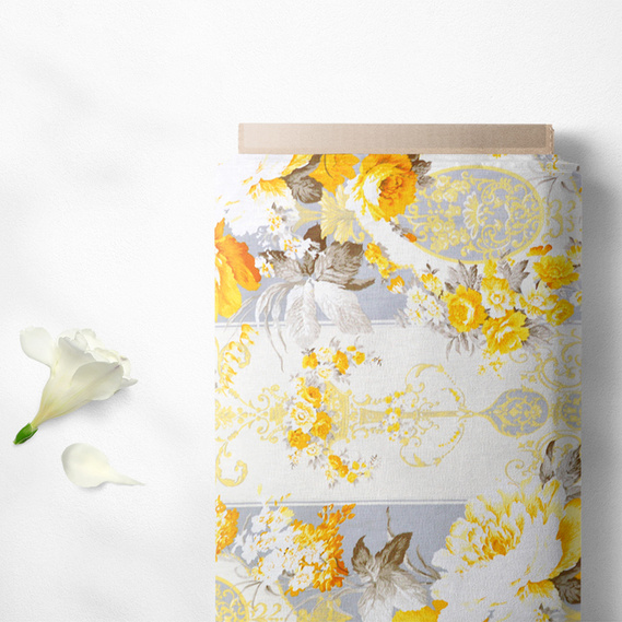 Тканина бязь ранфорс для постільної білизни 2,4 м V-12.20251/6 Монсарда жовто/сіра, фото 2 Тканина бязь ранфорс для постільної білизни 2,4 м V-12.20251/6 Монсарда жовто/сіра, фото 2