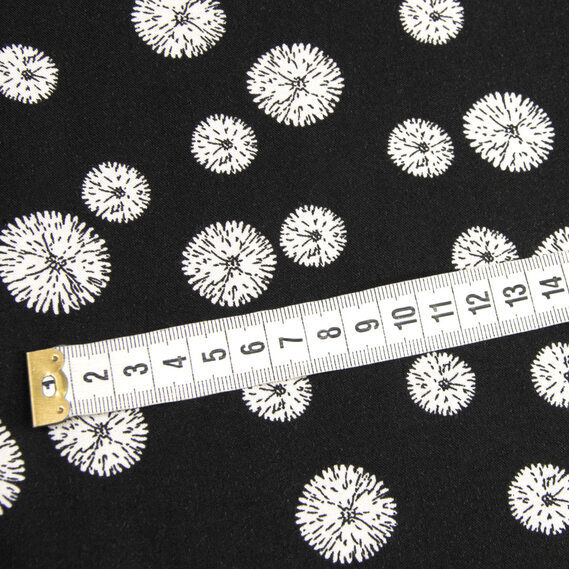 Тканина плательна віскоза штапель Бренд 115 гр/м2 кульбаба чорний, Квітковий, фото 3