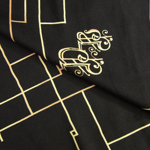 Ткань плательная вискоза штапель Бренди 115 гр/м2 РР геометрія чорний, Геометрія, фото 1