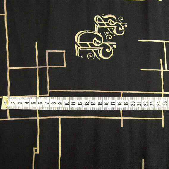 Ткань плательная вискоза штапель Бренди 115 гр/м2 РР геометрія чорний, Геометрія, фото 3