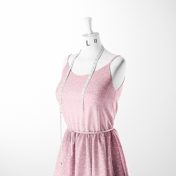 Тканина бавовняна платтяна Муслін двошарова 140 см, 120 г/м2 для суконь, блузок, спідниць, халатів, костюмів Зорепад пудра, Зірки, фото 3