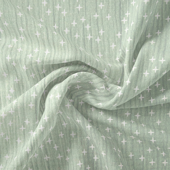 Two-Layer Cotton Muslin Fabric for Summer Clothing and Home Textiles двошарова Зорепад м`ята, Зірки, фото 1 Two-Layer Cotton Muslin Fabric for Summer Clothing and Home Textiles двошарова Зорепад м`ята, Зірки, фото 1