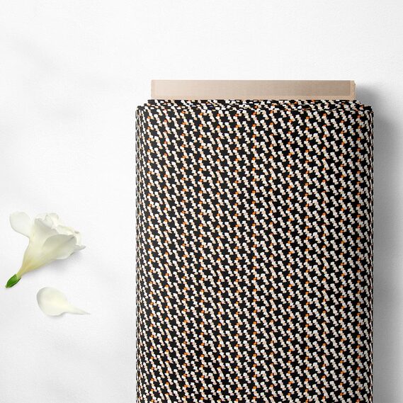 Тканина плательна креп Мадагаскар, 150 см, для одягу, плаття, костюмів, спідниць V-36/1 калейдоскоп чорний, Геометрія, фото 2