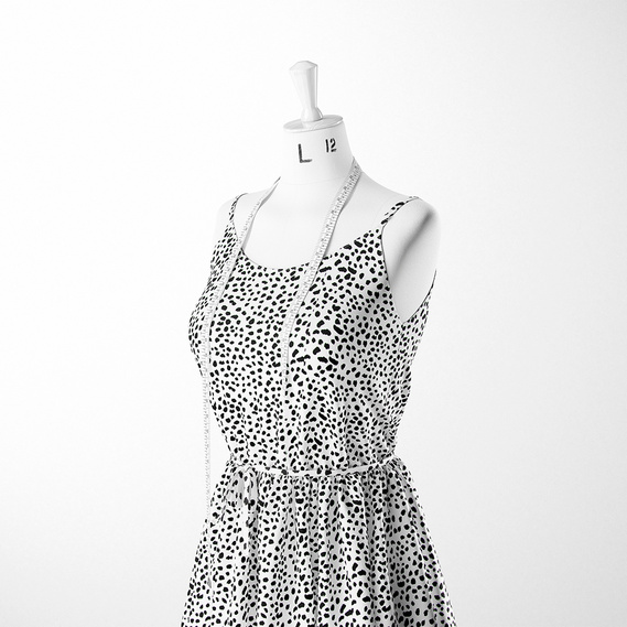 Ткань плательная креп Мадагаскар, 150 см, для одежды, платьев, костюмов, юбок V-45/1 цятки біла, Абстракція, фото 3