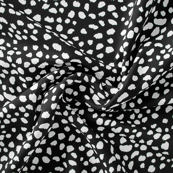 Ткань плательная креп Мадагаскар, 150 см, для одежды, платьев, костюмов, юбок V-45/2 цятки чорна, Абстракція, фото 1