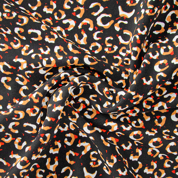 Тканина плательна креп Мадагаскар, 150 см, для одягу, плаття, костюмів, спідниць V-48/1 півкільця чорні, фото 1