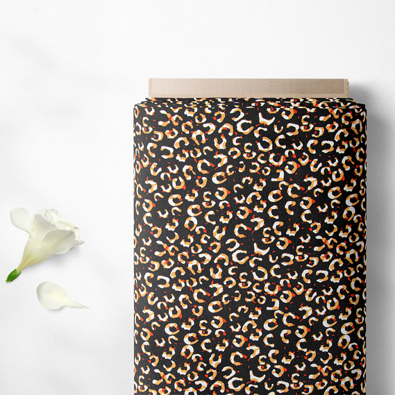 Тканина плательна креп Мадагаскар, 150 см, для одягу, плаття, костюмів, спідниць V-48/1 півкільця чорні, фото 2