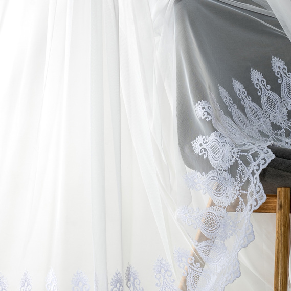 Тюль сетка с вишивкой Барбарис V-beyaz , фото 2 Тюль сетка с вишивкой Барбарис V-beyaz , фото 2