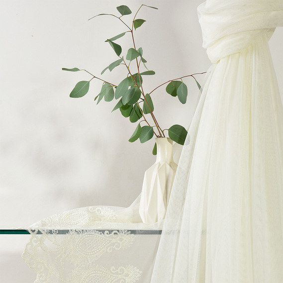 Тюль сетка с вишивкой Барбарис V-крем, фото 1 Тюль сетка с вишивкой Барбарис V-крем, фото 1