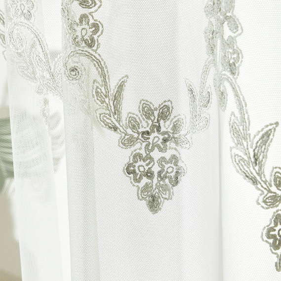 Тюль фатин с вышивкой Лолита сіра, фото 1 Тюль фатин с вышивкой Лолита сіра, фото 1