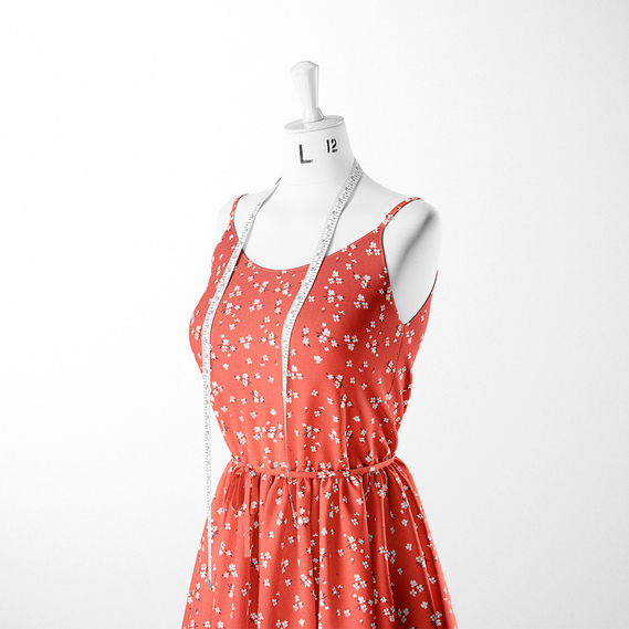 Ткань штапель твил принт, 140 см, 160 гр/м2, для платьев, блузок, юбок V-201/5 любисток св/теракот, Квітковий, фото 3