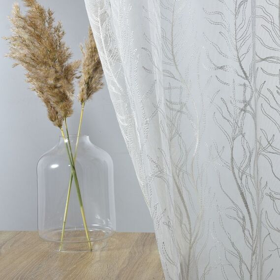 Тюль фатин с вышивкой Дубрава V-01 крем, фото 1 Тюль фатин с вышивкой Дубрава V-01 крем, фото 1