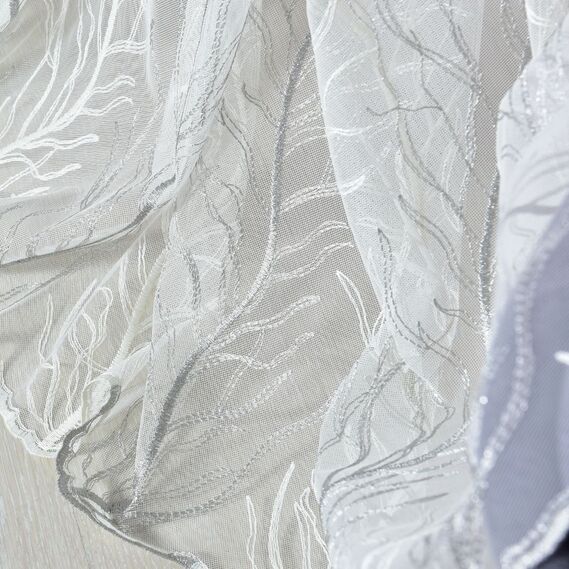 Тюль фатин с вышивкой Дубрава V-05 сіра, фото 1 Тюль фатин с вышивкой Дубрава V-05 сіра, фото 1