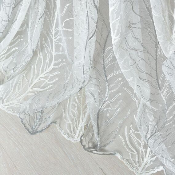 Тюль фатин с вышивкой Дубрава V-05 сіра, фото 2 Тюль фатин с вышивкой Дубрава V-05 сіра, фото 2